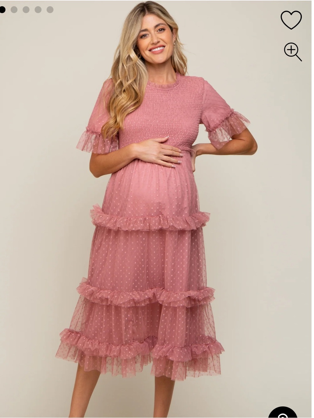 Pinkblush Dusty Rose Maternity Tulle Tiered Wedding Dress